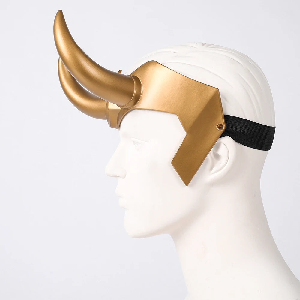 Ragnarok Loki Helmet Horns Latex Crown Mask Halloween Cosplay Costume Props for Adult Men Women Anime Qme