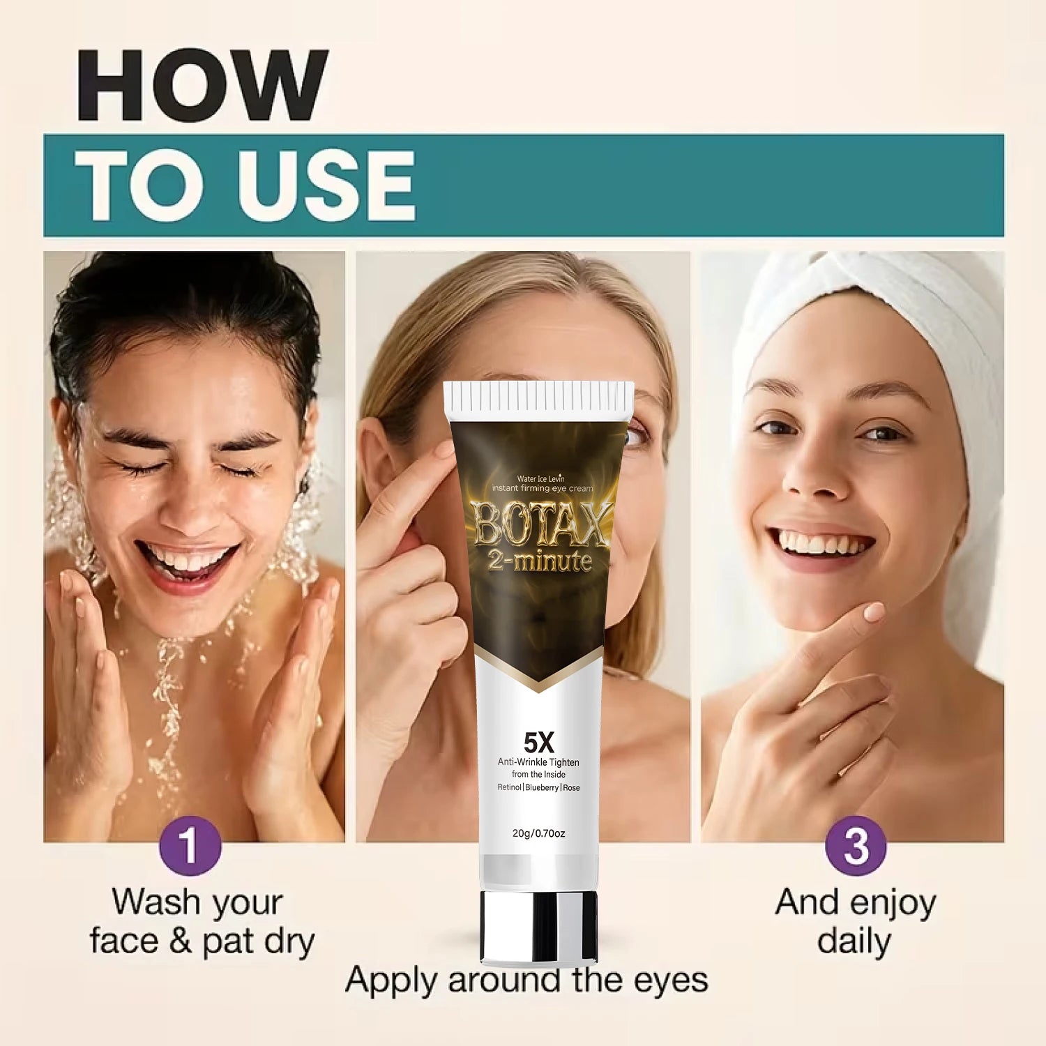 5X Anti-Wrinkle Instant Firming Eye Cream with Retinol, Hyaluronic Acid & Collagen, Tightens & Moisturizes. Qme