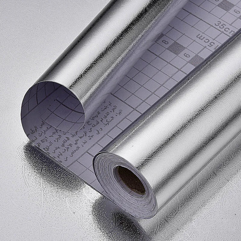Silver Contact Paper Metallic Texture 40cm Waterproof and Oil-Proof Kitchen Cabinet Countertop Self-Adhesive Sticker Qme 3 40cmX20m