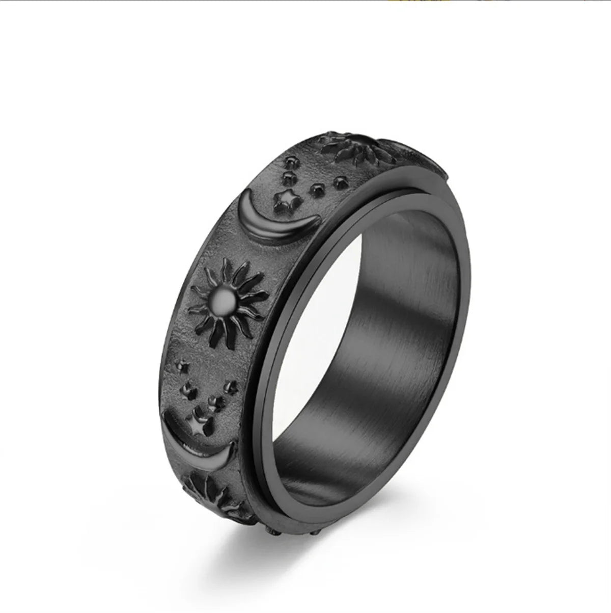 Bohemia Spinning Anxiety Relaxing Ring with Star and Moon for Women Stainless Steel Rotate Freely Fidget Spinner Rings Jewelry Qme hei 9