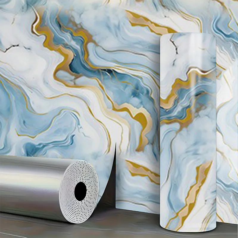 Marble Pattern Wall Stickers Waterproof Moisture Proof Self Adhesive Wallpaper Peel and Stick Decorative DIY Wall Art Wallpaper Qme
