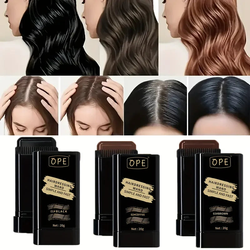 3-Color Portable Hair Dye Stick Comb Waterproof Sweat-proof Rotating Qme