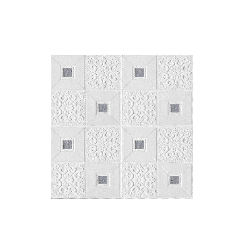 10Pcs 70x70cm Big Size Ceiling Wallpaper 3D Brick Waterproof Wall Stickers Foam Self-Adchive Wall Decoration High Quality Qme Sliver 10Pcs 70cmx70cm