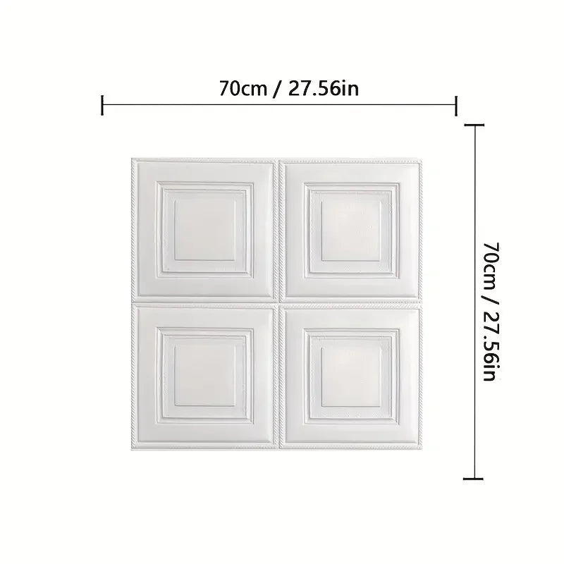 1/5/10pcs 70*70cm 3D Stereo Self-Adhesive Wall Sticker Waterproof Bedroom Living Room Background Decoration Wallpaper Qme white 5pcs 70cmX70cm