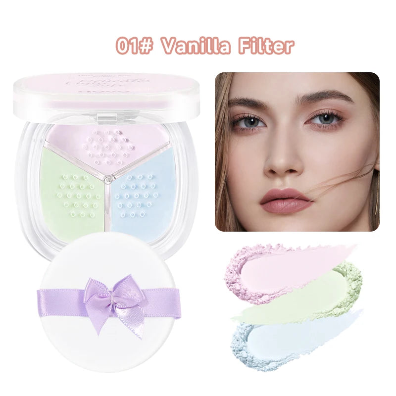 Three-Color Oil-Control Setting Powder, Loose Powder That Even Out The Skin Tone And Is Long-Lasting And Waterproof Qme 01