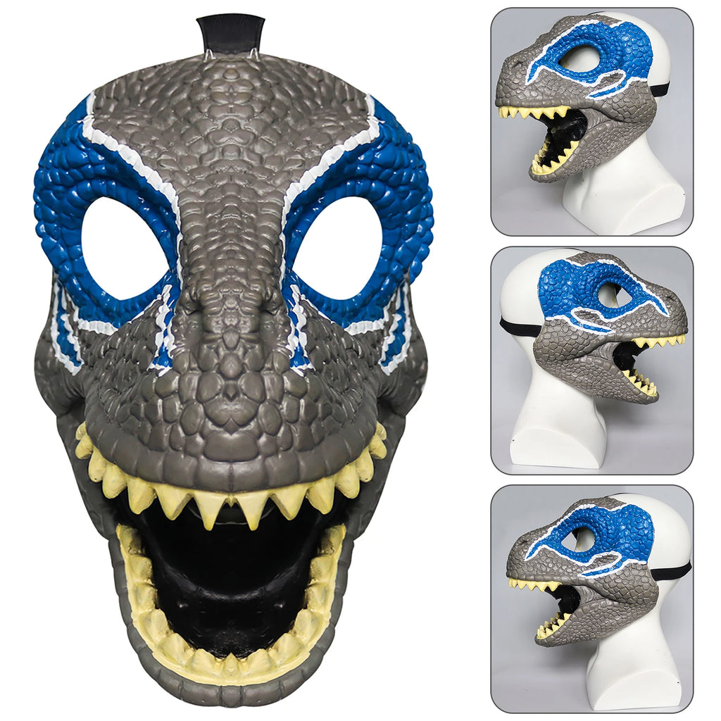 Dragon Dinosaur Mask Open Mouth Lifelike Latex Dinosaur Headgear Dino Mask Halloween Party Cosplay Prop Qme