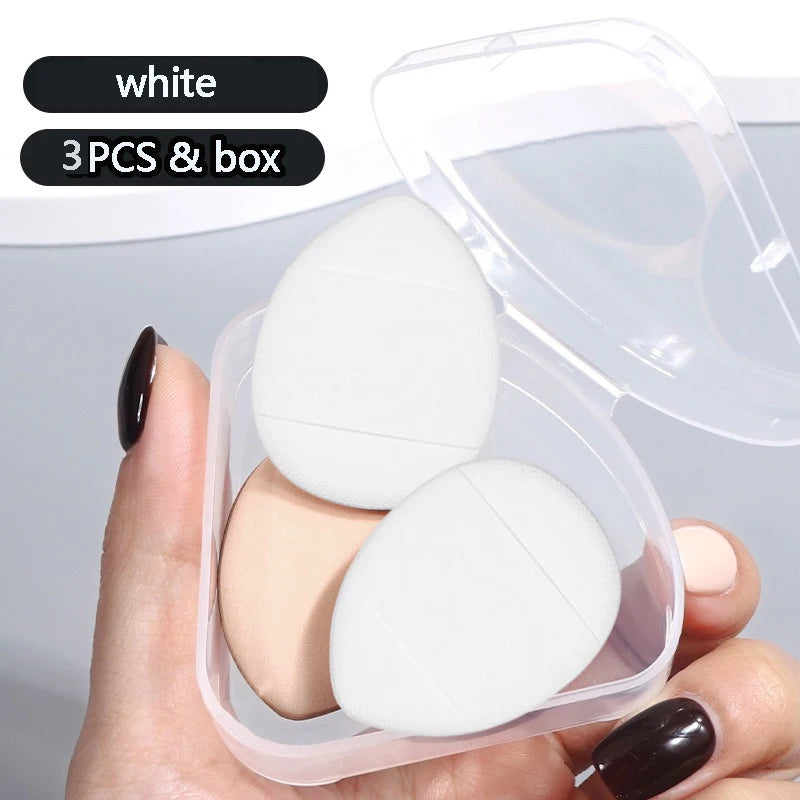 3-pack Mini Triangular Cushion Sponges Storage Box Suitable Both Wet Qme white