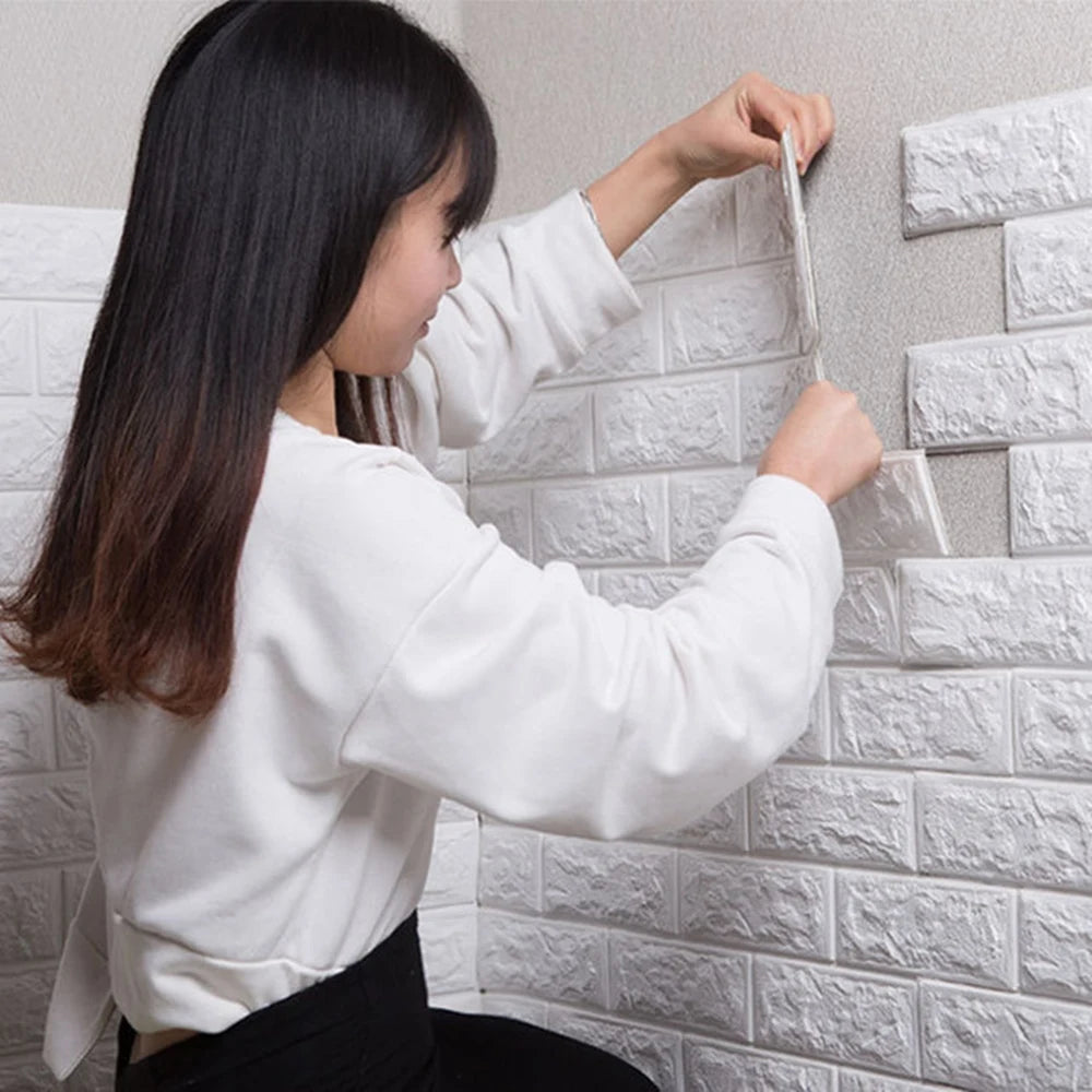 3D Foam Wall Stickers Retro Wallpaper Ceiling Self Adhesive Qme