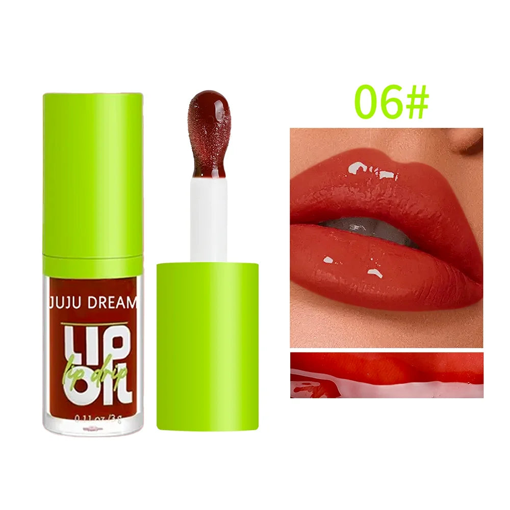 6 Colors Tinted Lip Oil Gloss Moisturizing Shiny Finish Waterproof Qme Chocolate-1