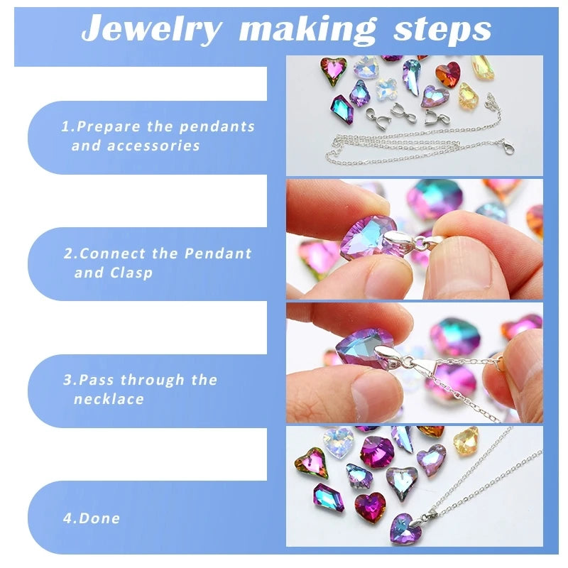 12Pcs Austria Crystal Pendant Loose Rhinestone Beads Charms Glass Jewelry Gems Stones for DIY Necklace Jewelry Making 11Styles Qme