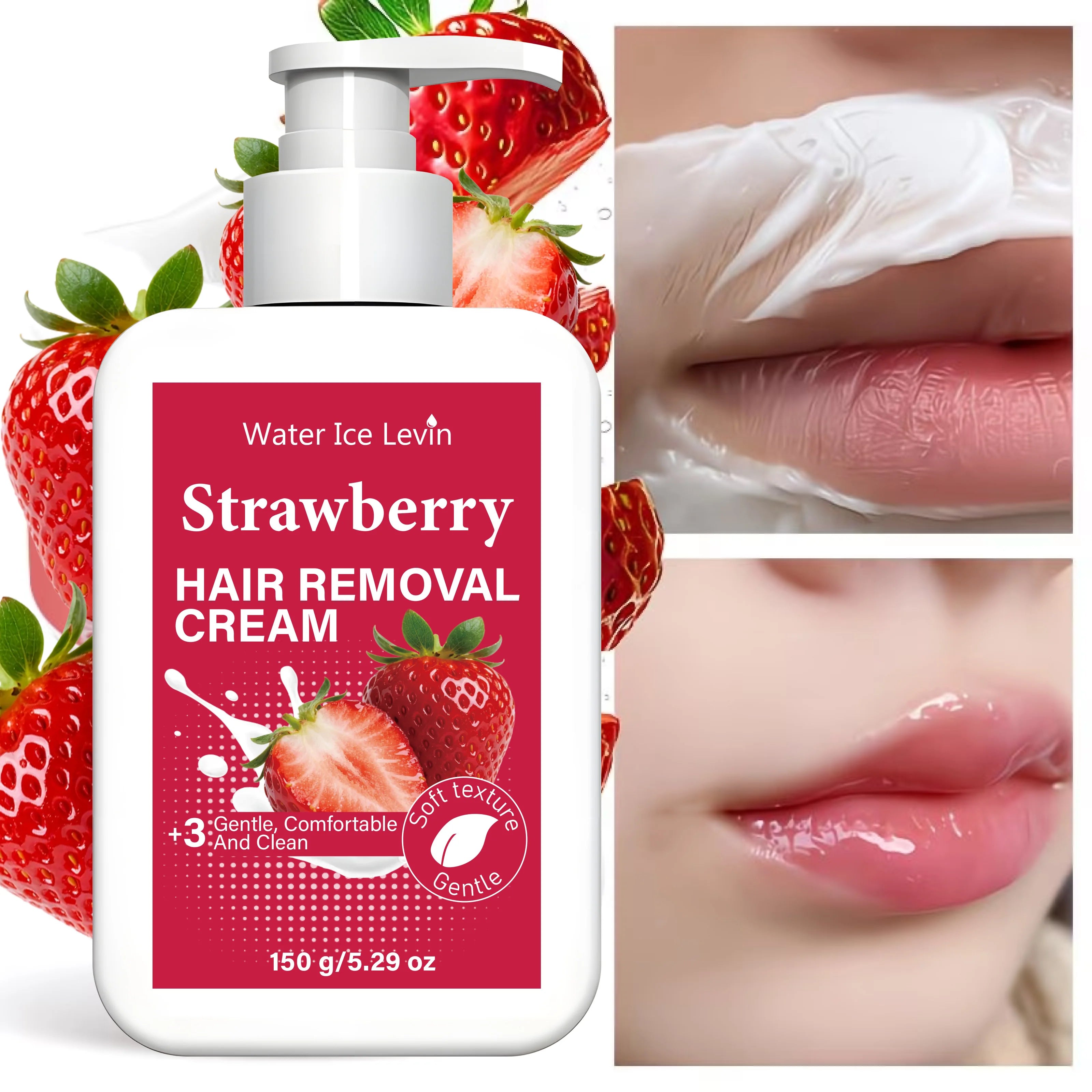Water Ice Levin Strawberry Gentle Hair Removal Cream 150g Hydrating Moisturizing Smooth Skin Comfort Body Depilatory Cream Qme