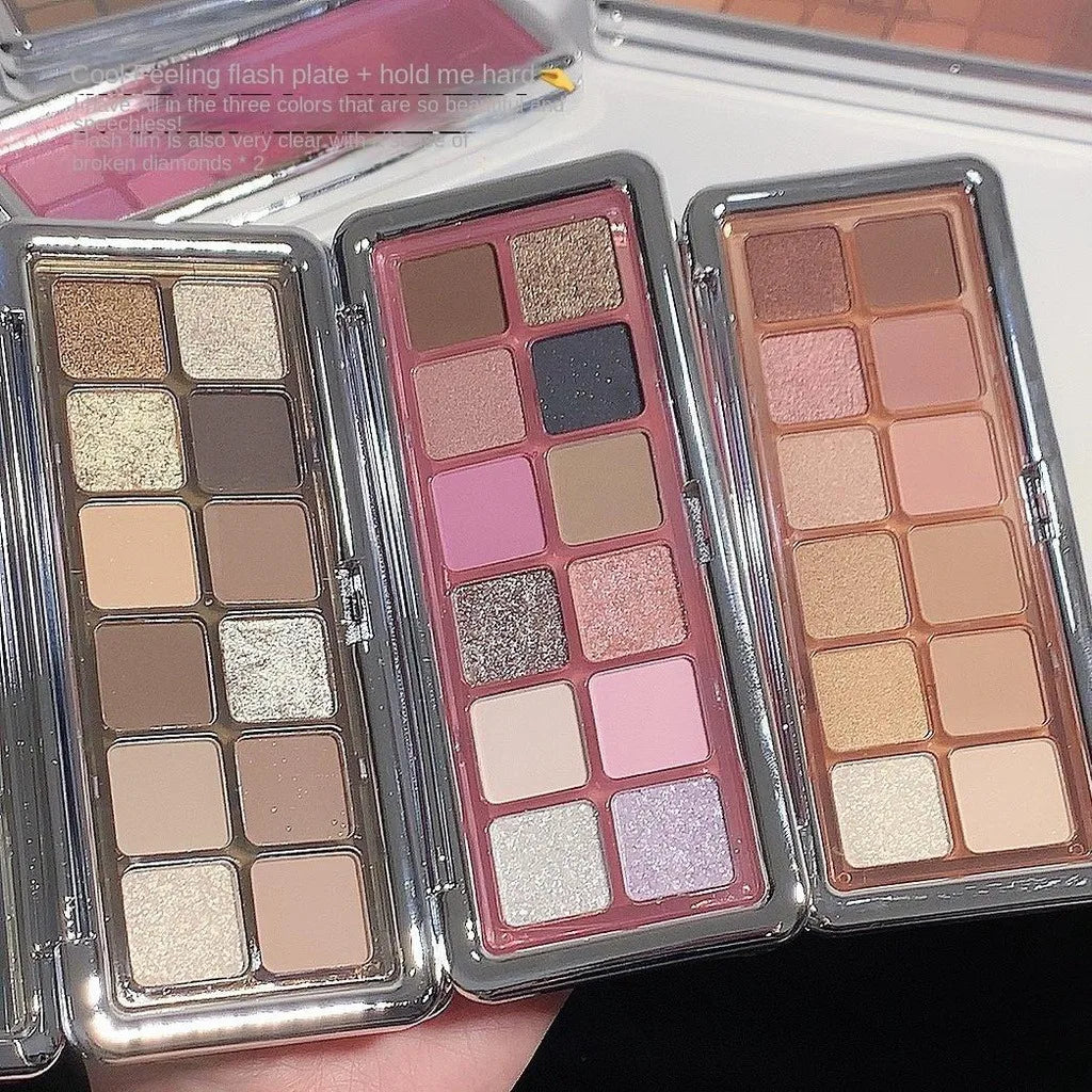 12-shade Eyeshadow Palette Shimmering Shimmer Matte Finishes Qme