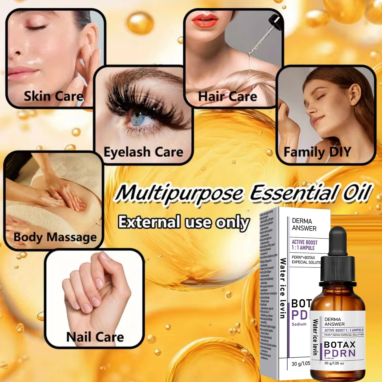 DERMA ANSWER Active Boost 1:1 Ampoule, PDRN & Botax Face Care Oil with Hyaluronic Acid & Niacinamide Qme