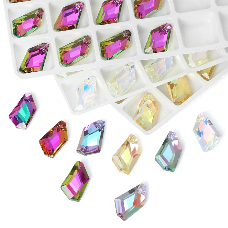 12Pcs Austria Crystal Pendant Loose Rhinestone Beads Charms Glass Jewelry Gems Stones for DIY Necklace Jewelry Making 11Styles Qme 6670 Mixed