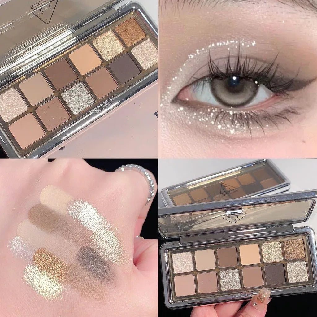 12-shade Eyeshadow Palette Shimmering Shimmer Matte Finishes Qme