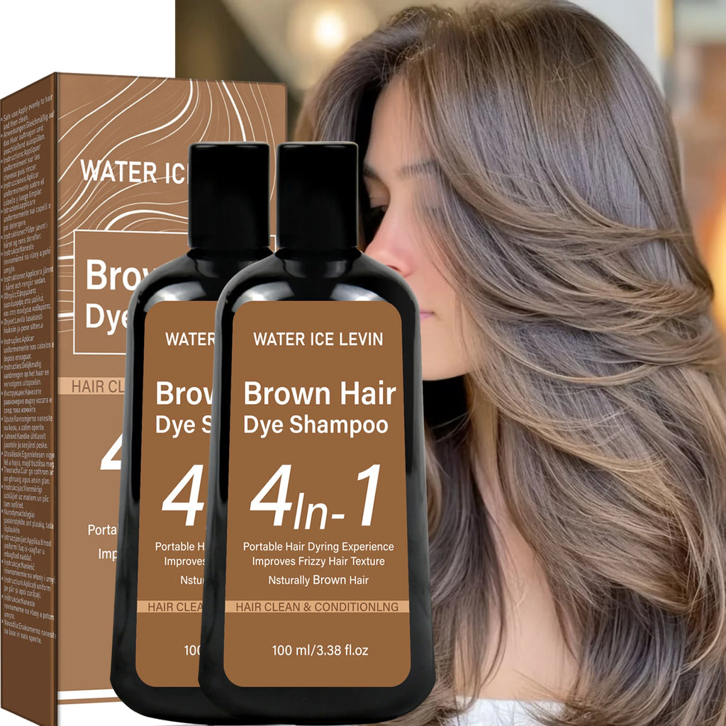 Water Ice Levin Natural Brown Hair Dye Shampoo 100ml Ginger Ginseng Oil Mild Coloring Smooth Frizzy Hair Care Qme