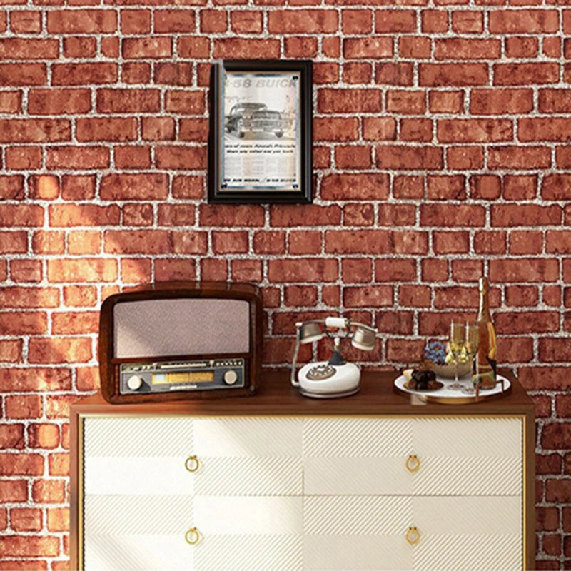 Waterproof Wall Stickers PVC Modern Home Decoration Retro Red Brown Brick Pattern Self-adhesive Wallpaper DIY 45cm Background Qme