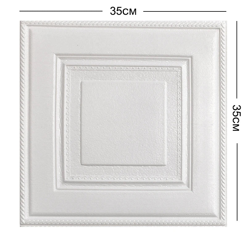 35*35cm Home Waterproof Room Decor Ceiling Self-adhesive 3D Suspended Wall Stickers Decoration Peel and Stick Wallpaper Roof Qme white 10pcs 35x35cm