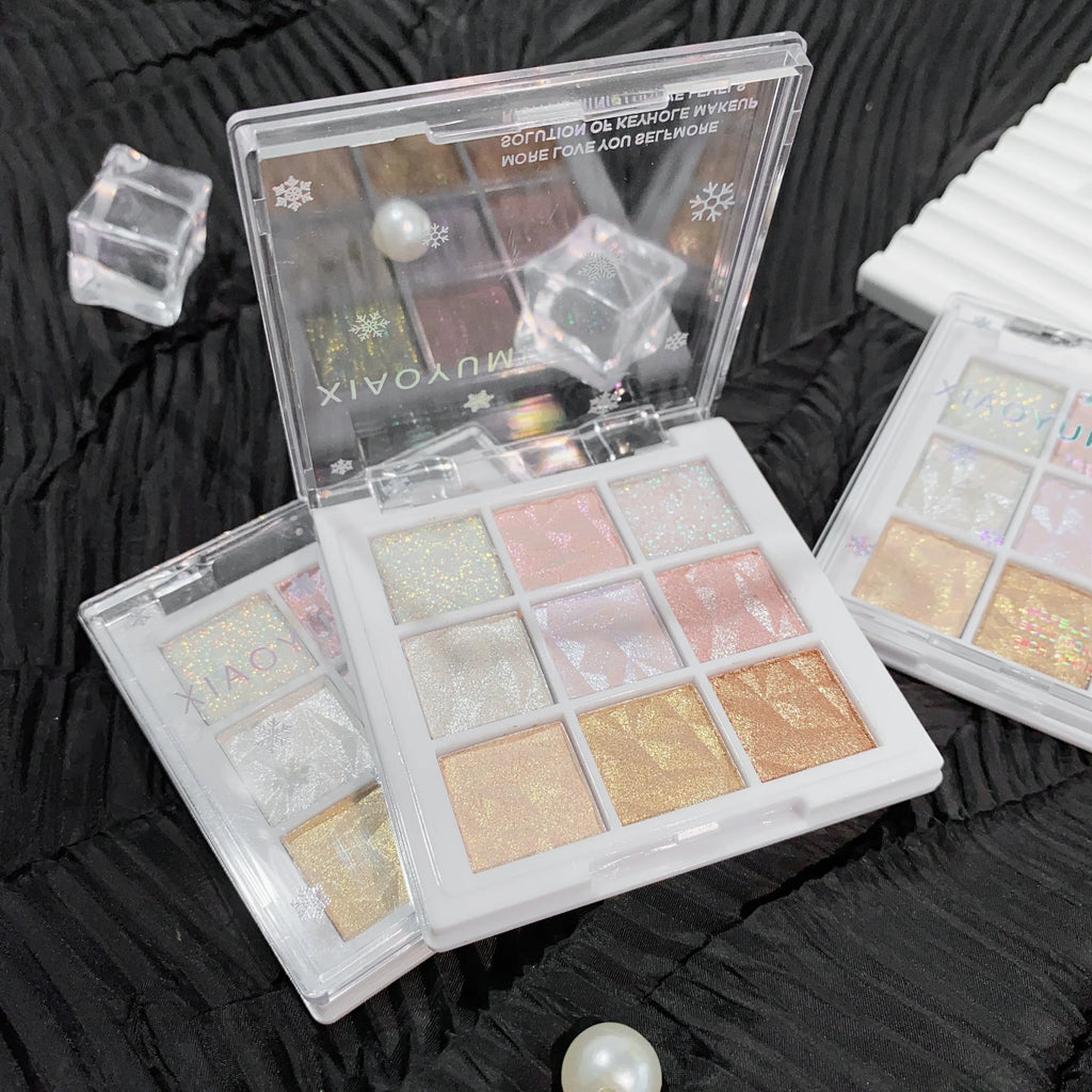 9-Color Snowflake Eyeshadow Palette Shimmer Glitter High-pigment Qme