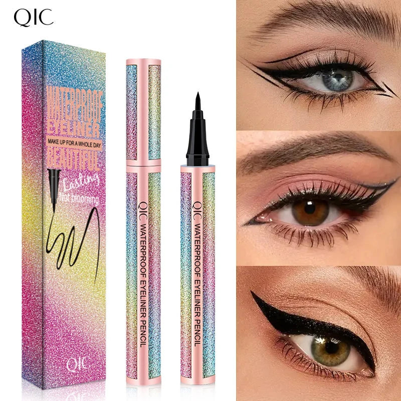 Starry Sky Black Liquid Eyeliner Pen Waterproof Quick Dry Smudge Proof Ultra Fine Tip Long Lasting For Beginners Eye Makeup Qme