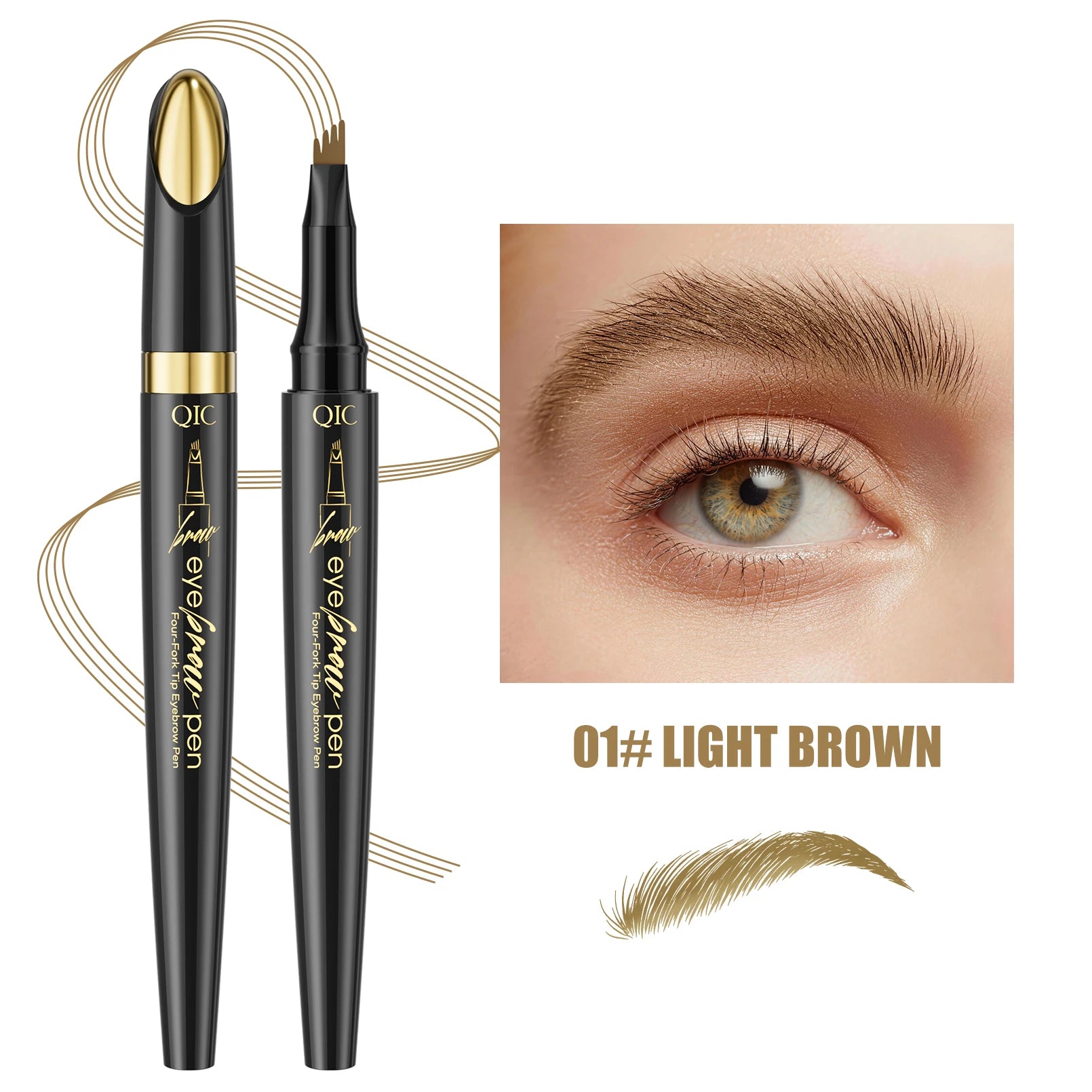 -Tip Liquid Eyebrow Pencil Waterproof Long Lasting Smudge Proof Natural Hair-like Eyebrow 5 Colors Qme Q713-1