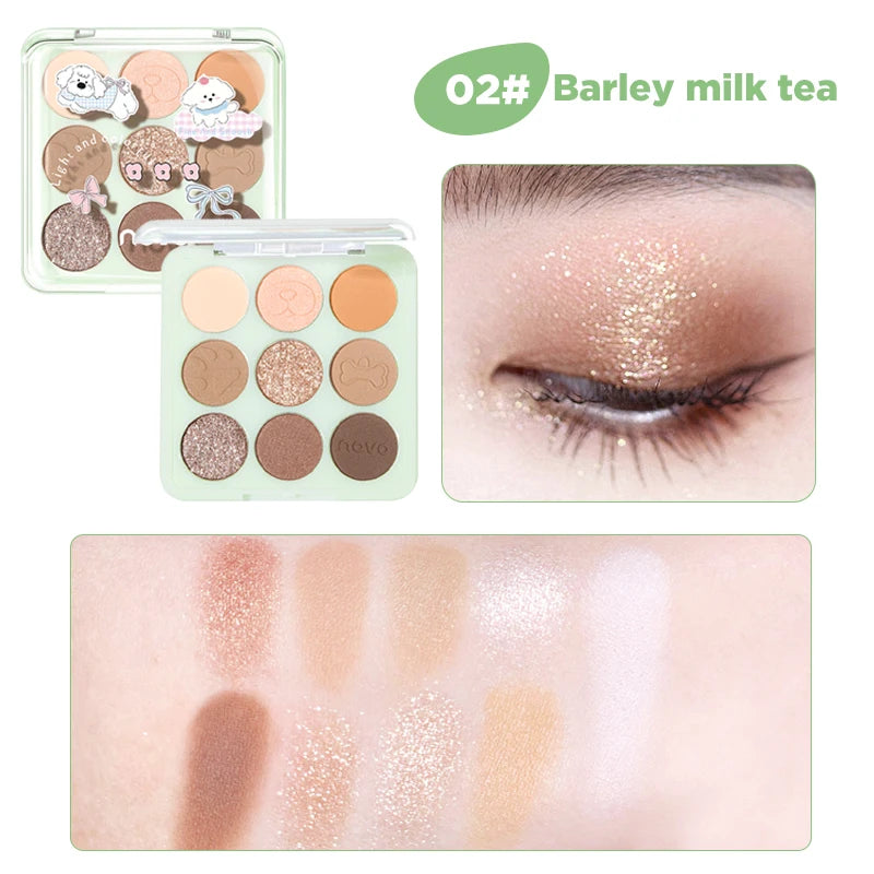 9-Color Eyeshadow Palette - Matte & Shimmer Finish,Water And Sweat Resistant, Long-Lasting Wear, Blendable, Highlight And Blush Qme 02