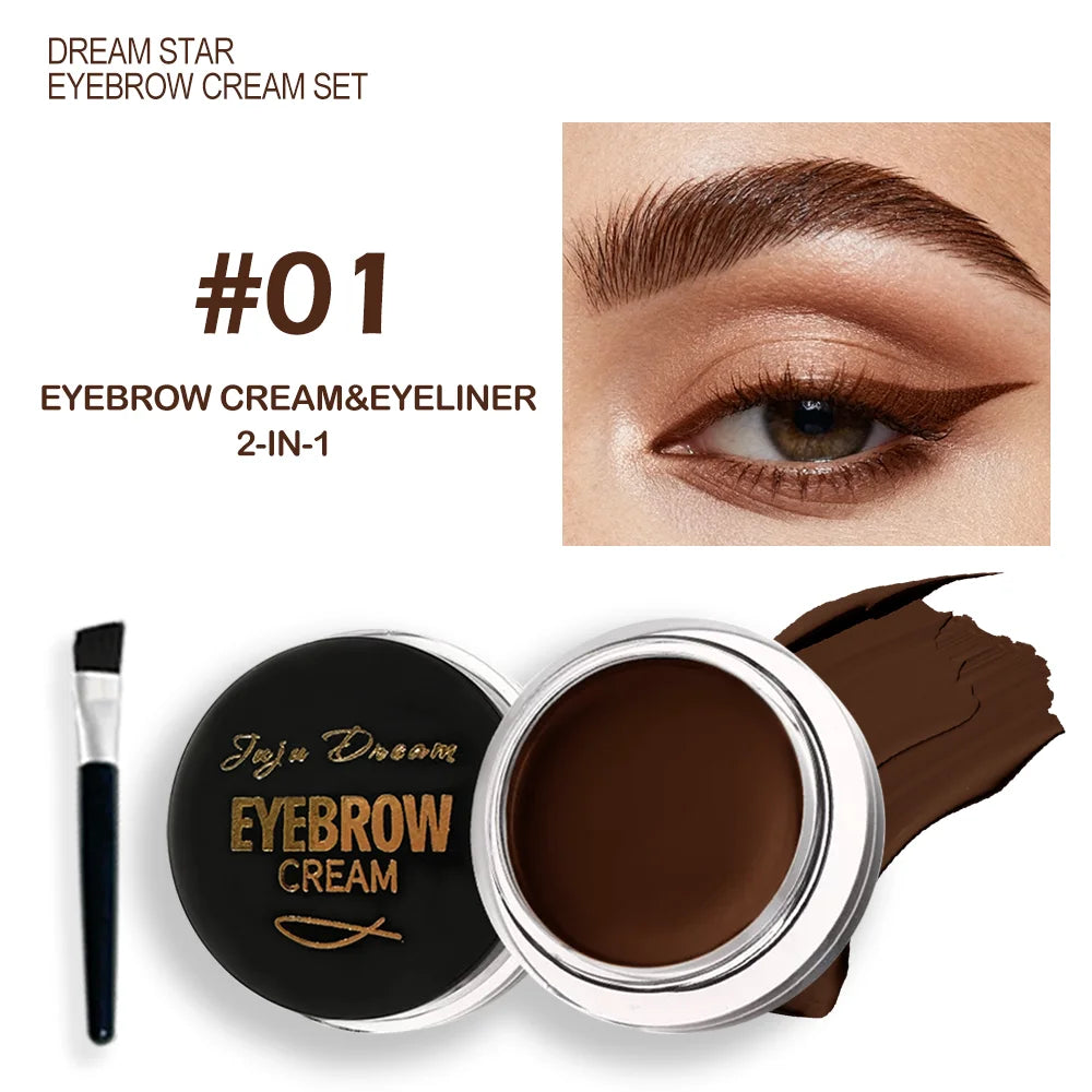 Waterproof Brow Pomade Gel Brush Long-lasting Natural Tint Shaping Qme 01Brown