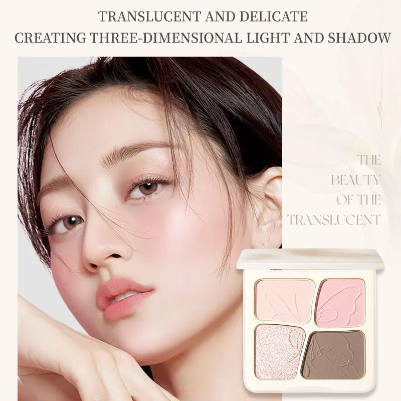 Contour Highlighter Palette, Long-Lasting And Durable, No Clumping, Easy To Mix, Natural And Soft Contours, Facial Shaping Qme
