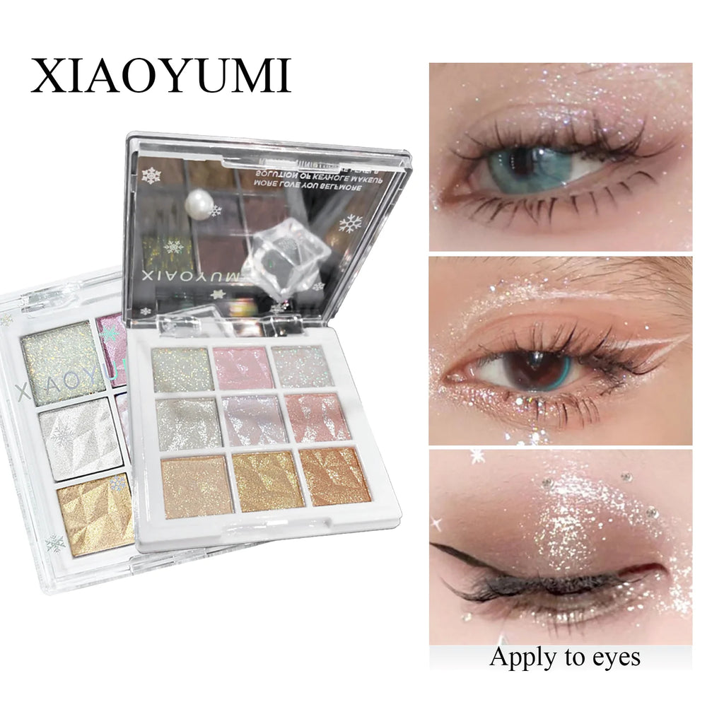 9-Color Snowflake Eyeshadow Palette Shimmer Glitter High-pigment Qme