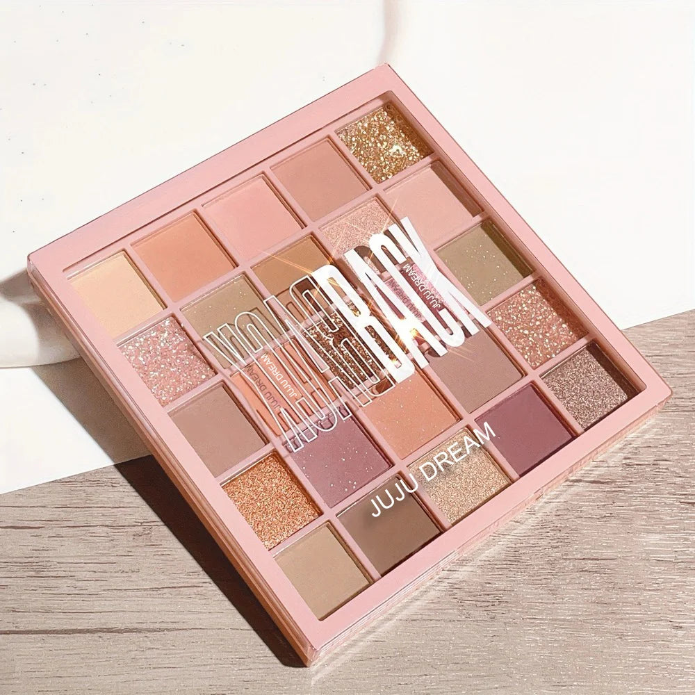 25-Color Eyeshadow Palette Matte Shimmer Neutral Browns Grays Eye Qme
