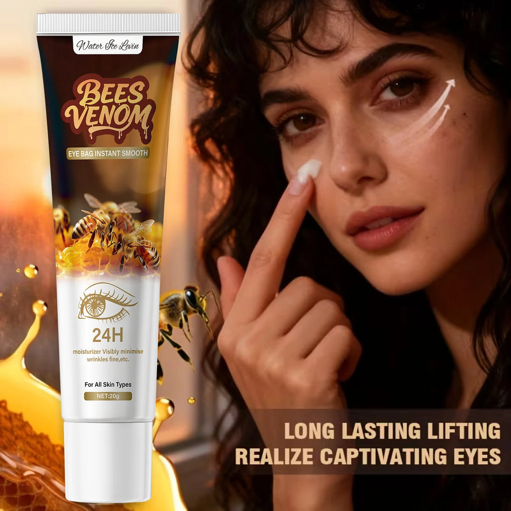 Firming Bee Venom Eye Cream for Under Eye Bags & Dark Circles,Moisturizer with Hyaluronic Acid & Collagen, All Skin Types Qme