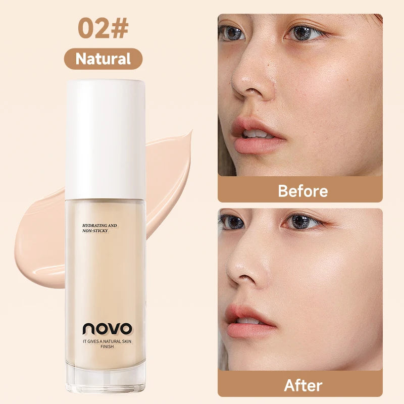 Hyaluronate Liquid Foundation,Long-Lasting Concealer Bb Cream,Vitamin E Nourishing,Water-Resistan,Buildabl,Improves Uneven Skin Qme 02