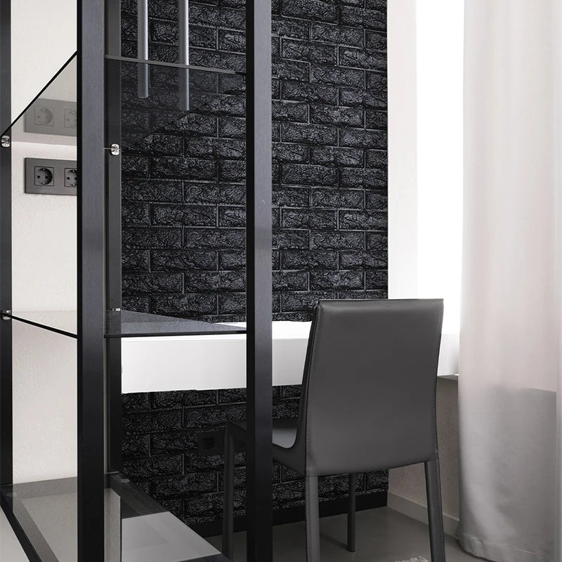 Black Brick Pattern Wallpaper Thick Waterproof and Moisture-Proof Living Room Bedroom Decorative Sticker Self-Adhesive Qme