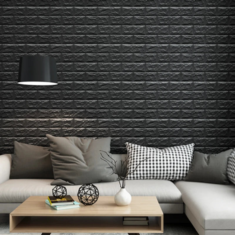 Black Brick Pattern Wallpaper Thick Waterproof and Moisture-Proof Living Room Bedroom Decorative Sticker Self-Adhesive Qme