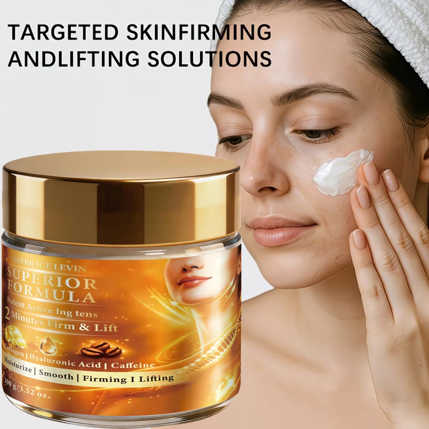 Water Ice Levin Collagen Caffeine Firm Lift Cream 100g Hyaluronic Acid Moisturizing Smoothing Lifting Anti-Aging Facial Cream Qme