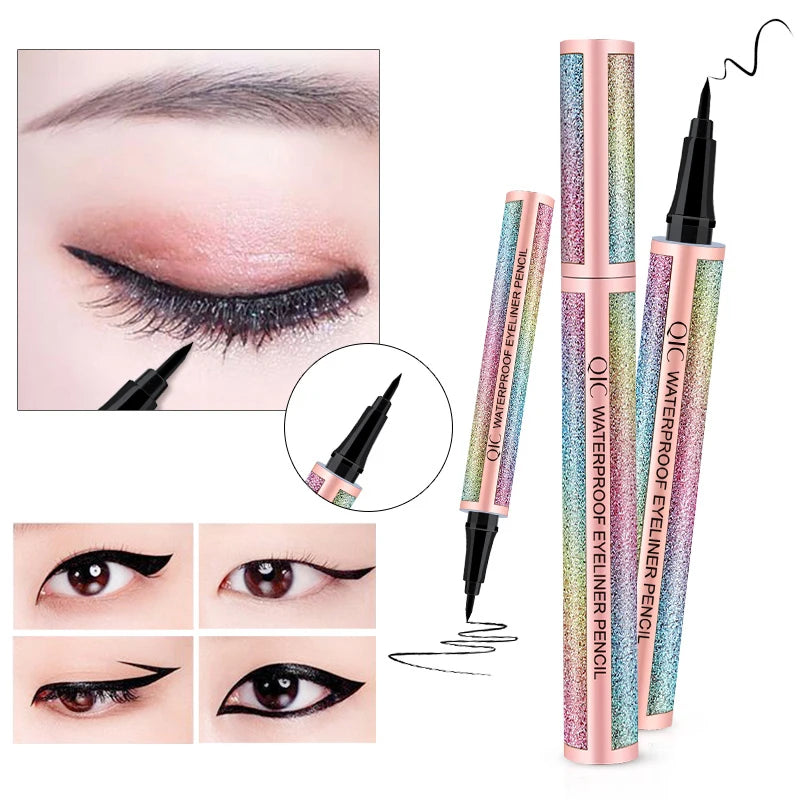 Starry Sky Black Liquid Eyeliner Pen Waterproof Quick Dry Smudge Proof Ultra Fine Tip Long Lasting For Beginners Eye Makeup Qme