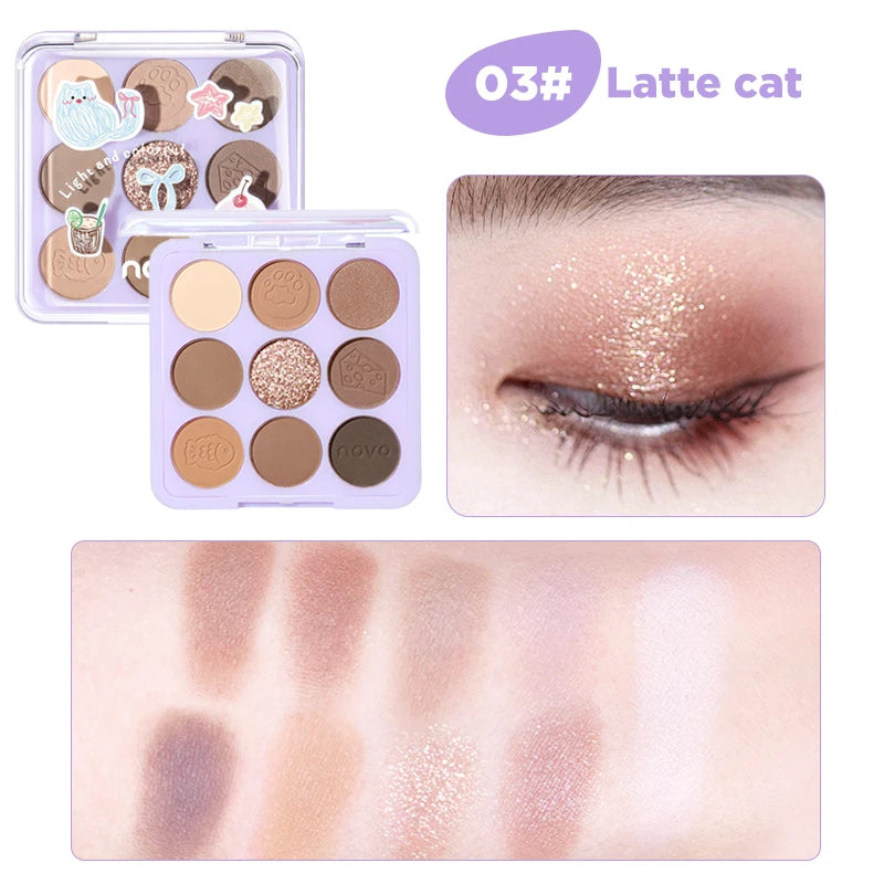 9-Color Eyeshadow Palette - Matte & Shimmer Finish,Water And Sweat Resistant, Long-Lasting Wear, Blendable, Highlight And Blush Qme 03
