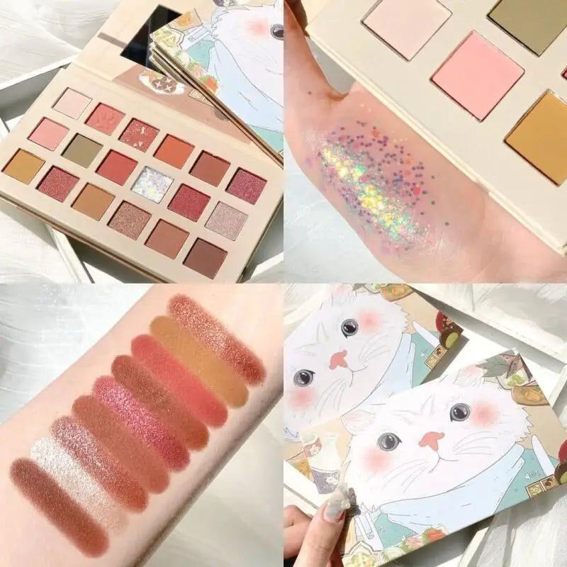 18-Color Cat Eyeshadow Palette Affordable Pearlescent Matte Designed Qme 01