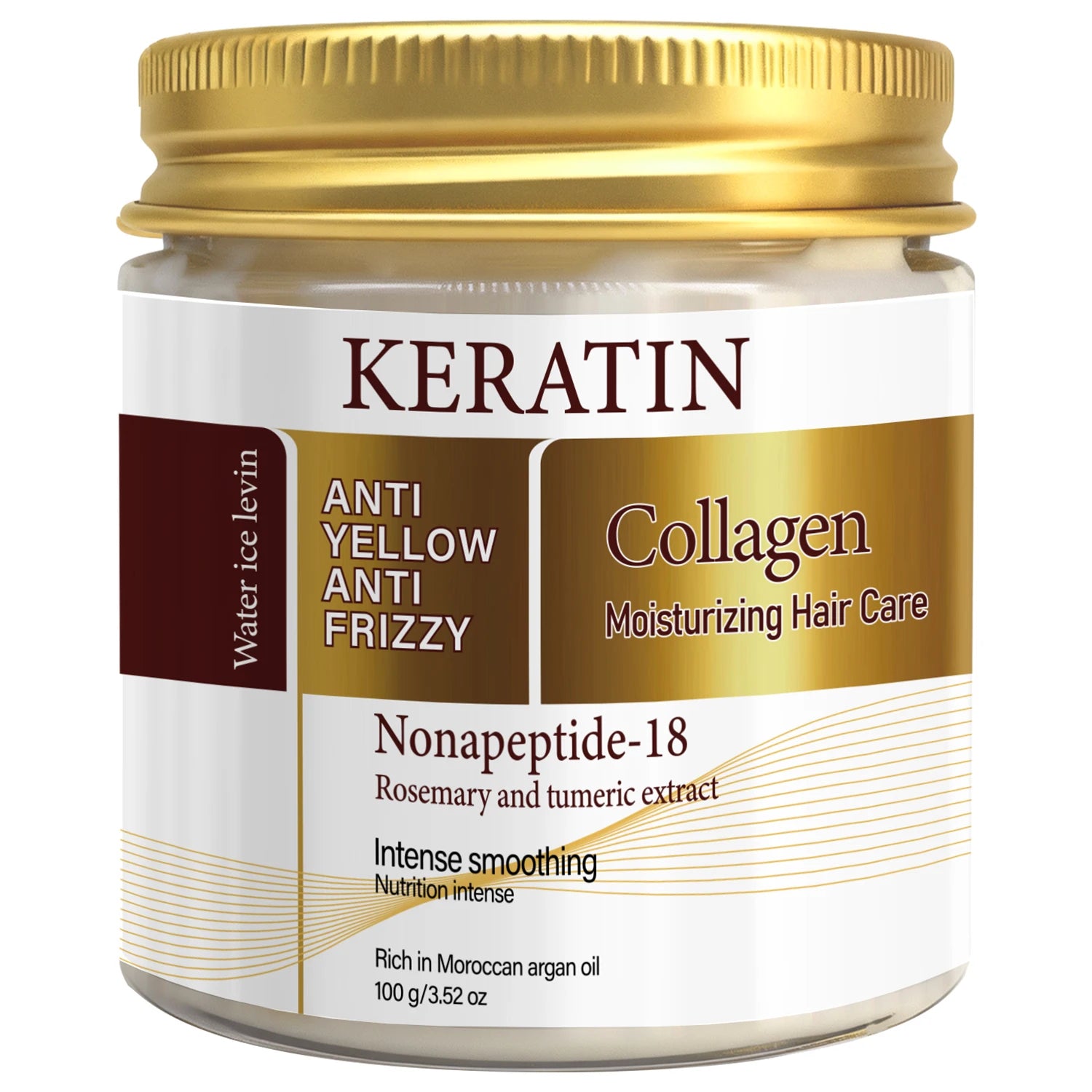 Water Ice Levin Keratin Collagen Hair Mask 100g Argan Oil Rosemary Extract Smooth Anti-Frizz Toned Brassy Hair Care Cream Qme