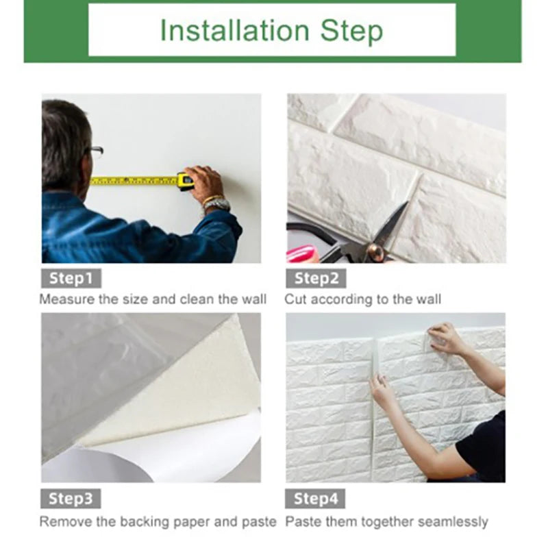 Waterproof Peel and Stick Wallpaper in Rolls Removable Faux Brick for Bathroom Kitchen Living Room DIY Decorative Background Qme