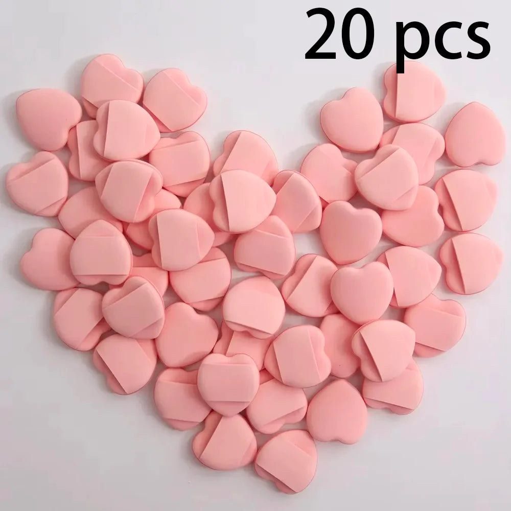 10 20 Mini Finger Puffs Soft Pink Multi-use Foundation Cream Powder Qme heart 20 pcs