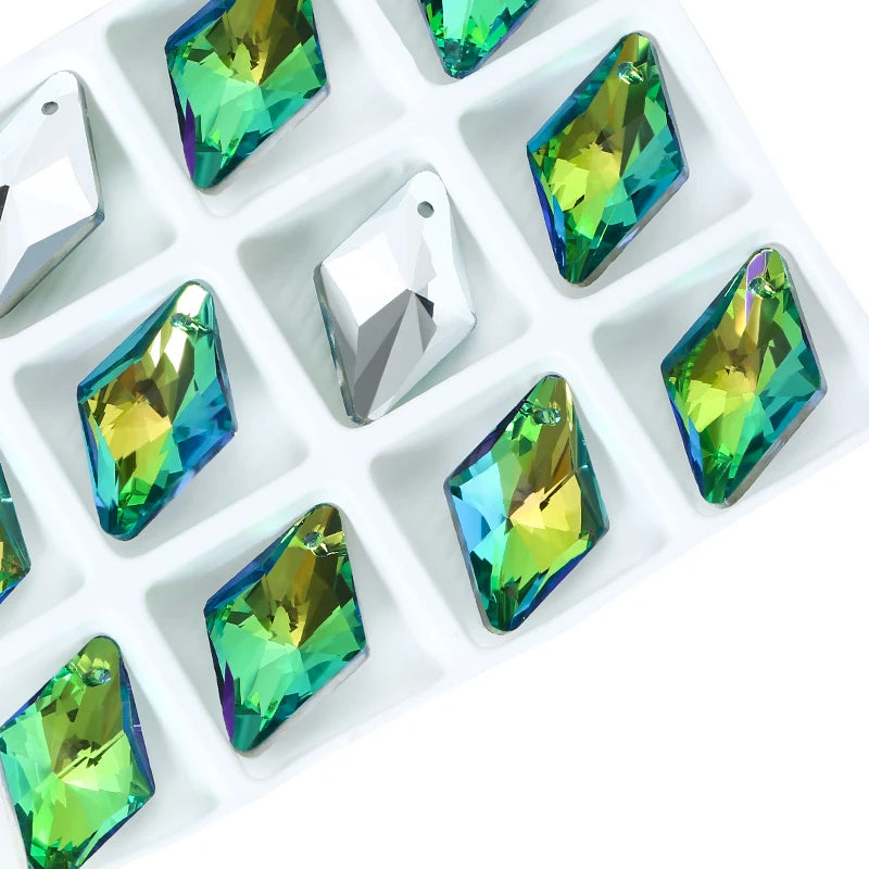 12Pcs Crystal 6320 Rhombus Pendant Glass Austria Loose Beads Charms Rhinestones for DIY Earring Necklace Jewelry Accessories Qme 001DG 12x19mm-12pcs