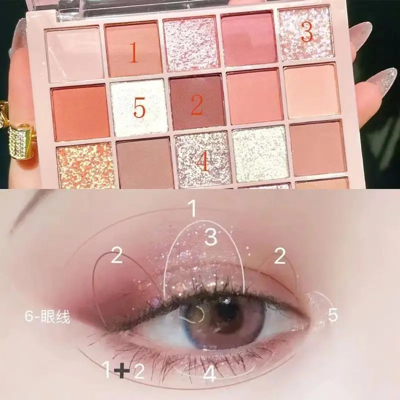 25-Color Eyeshadow Palette High-gloss Rose Brown Tone Matte Glitter Qme