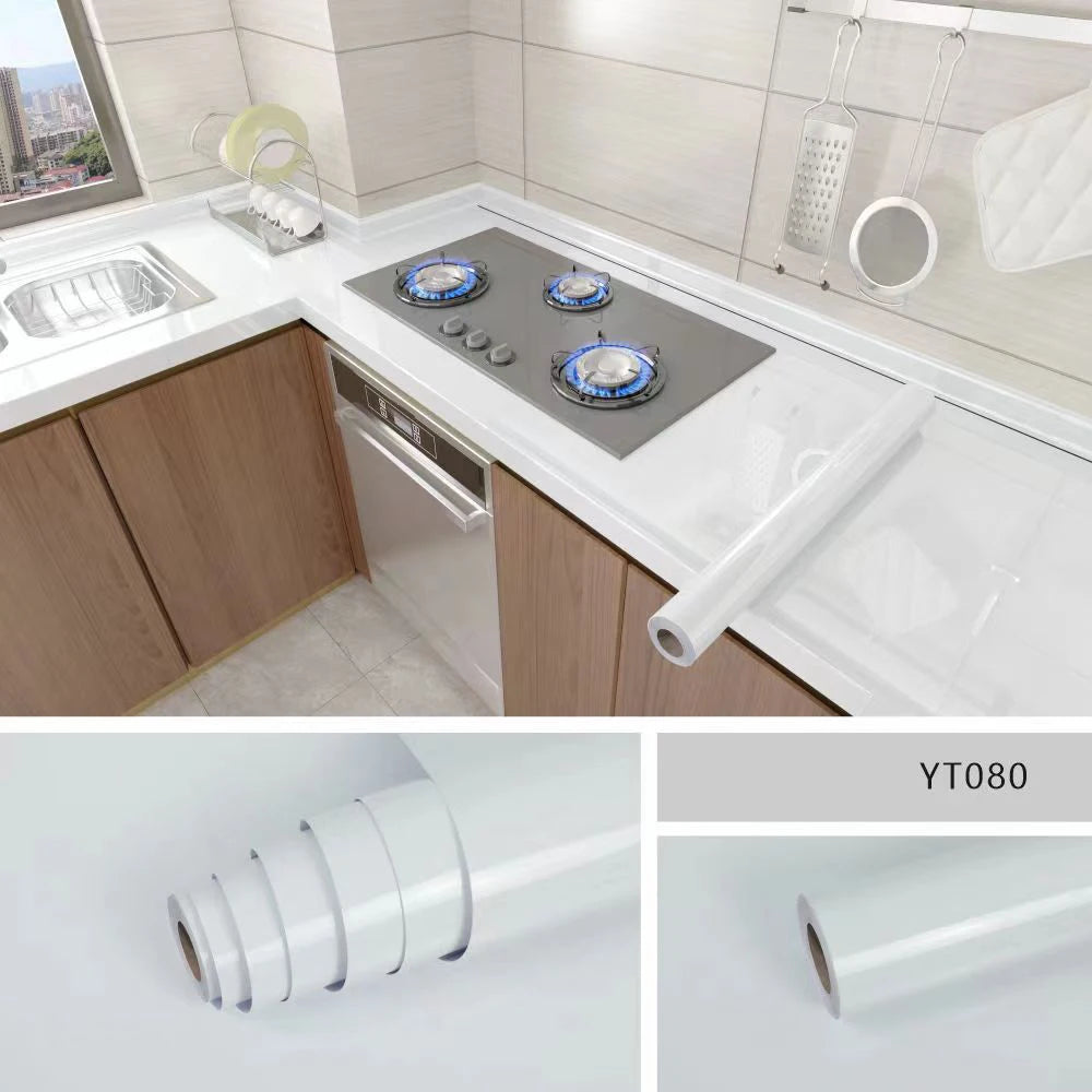 Kitchen Oil-Proof Film Stove Waterproof Moisture-Proof Wallpaper Countertop Self-Adhesiv Cabinet Renovation Tile Marble Sticker Qme YT080 60cmX1m