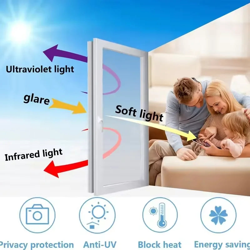 Window Heat Insulation Film UV Protection Film Thickened Sunshade Film And Privacy Film Are Suitable For Family Living Rooms. Qme