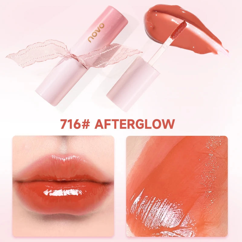 Hydrating 3D Glossy Lip Gloss&Lipstick,Water Gloss Mirror Lip Glaze, Long Lasting,Non-Sticky,High Gloss Effect, For Eyes,Cheeks Qme 716