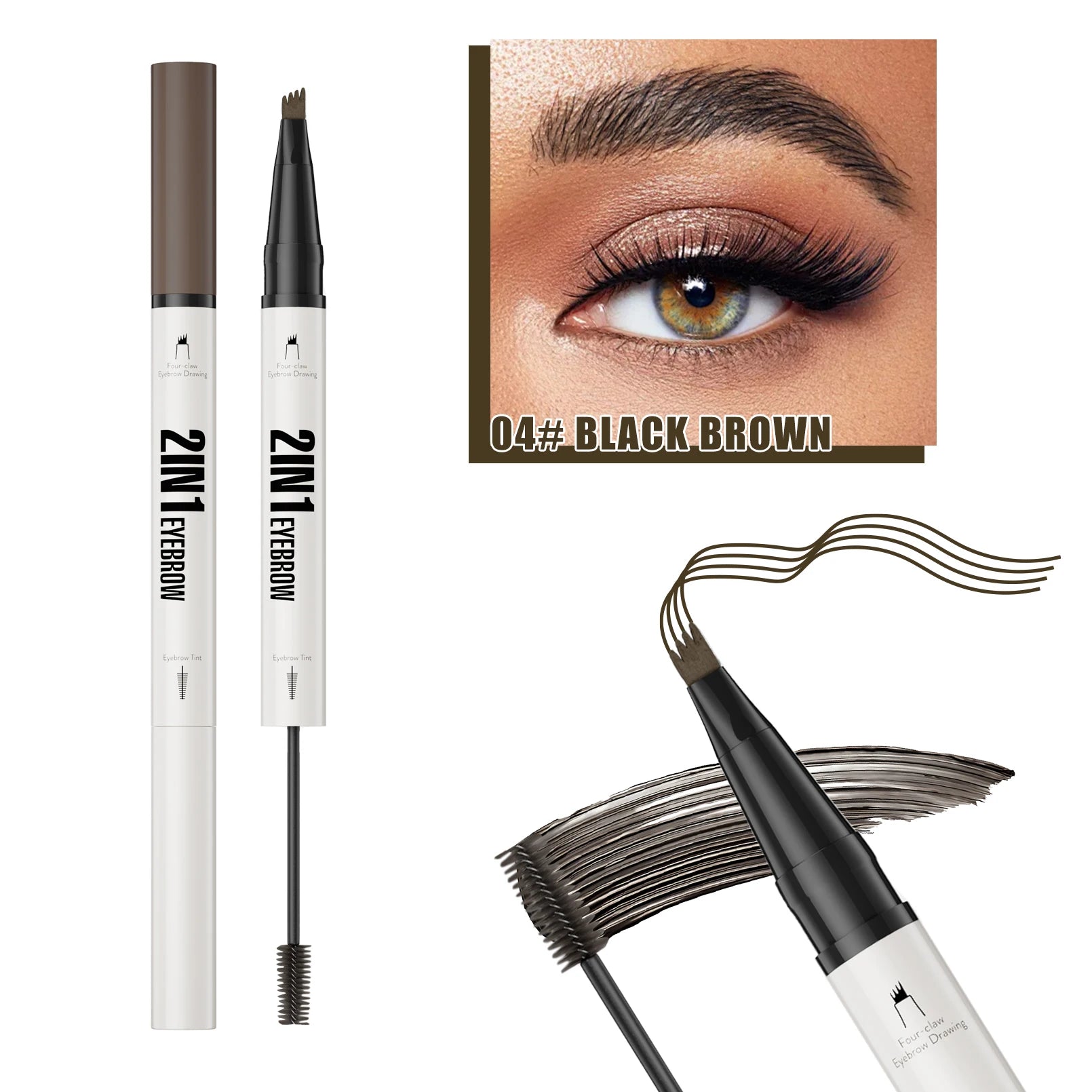 4D Microblading Eyebrow Pen 4 Forks Tip Eyebrow Tattoo Pencil Long Lasting Fine Sketch Liquid Eye Brow Make Up Qme 9712-4