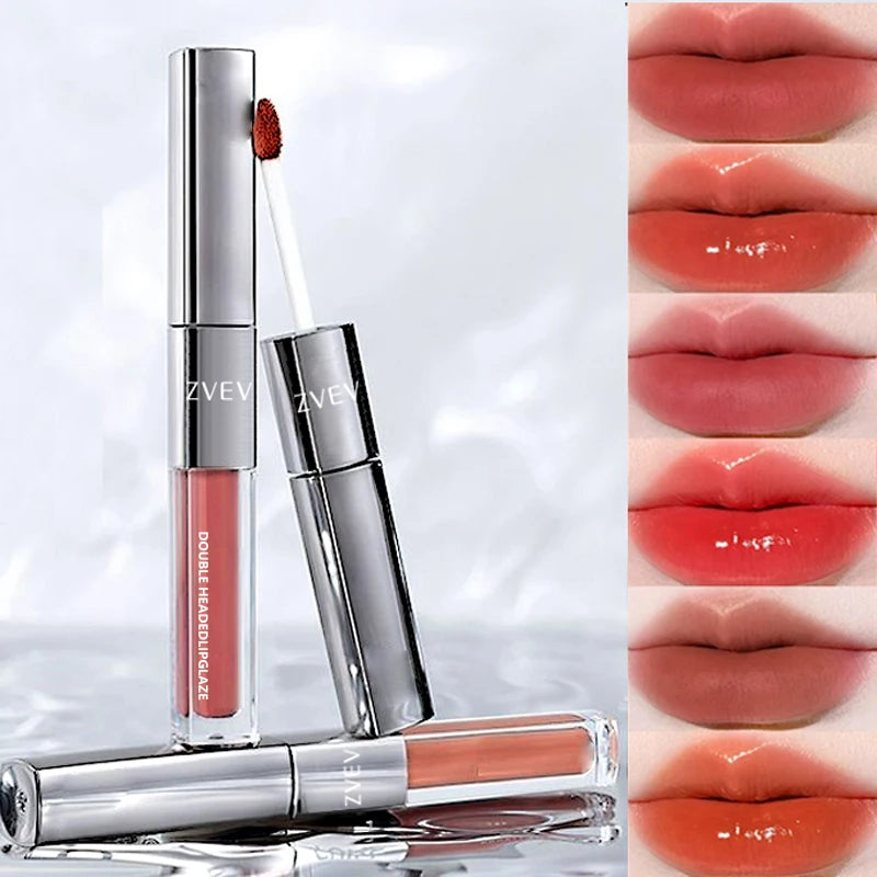 1 Double-end Matte Moisturizing Lip Oil Glaze Gloss Glass Shimmer Qme