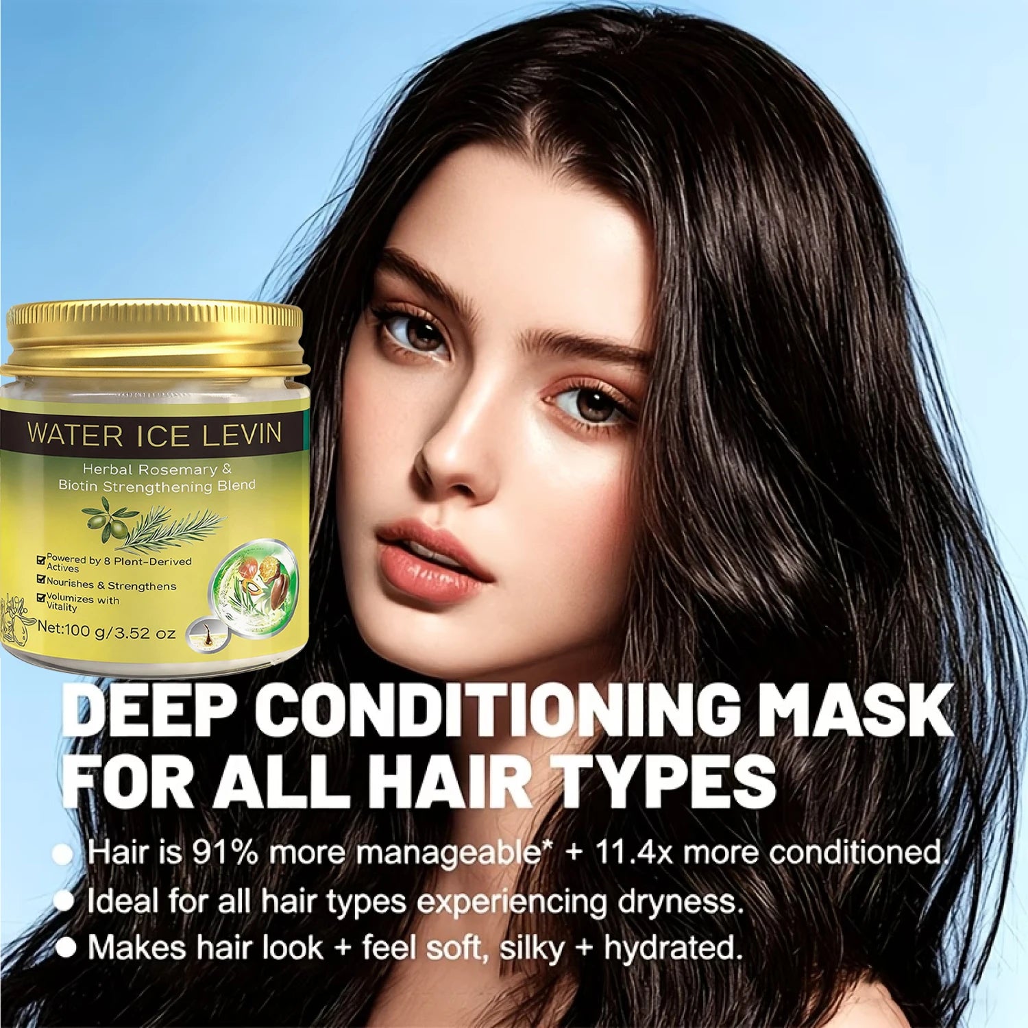Biotin Rosemary Hair Mask with Keratin, Nourish & Boost Hair Volume Smooth Care Qme