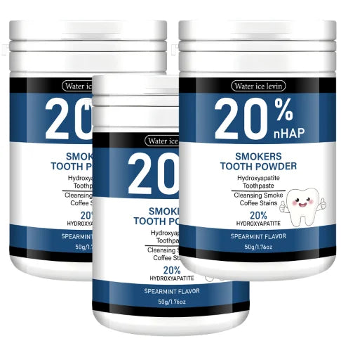 20% Hydroxyapatite Tooth Powder for Smokers, Remove Coffee & Smoke Stains, Gum Care & Fresh Breath Spearmint. Qme black Option 1